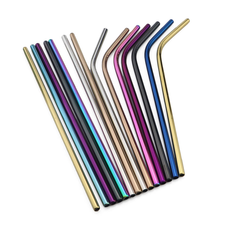 Metal Straw Set Reusable Straw 304 Stainless Steel Drinking Straw with Brush Color Eco-Friendly Pink Straw Party Bar Accessory