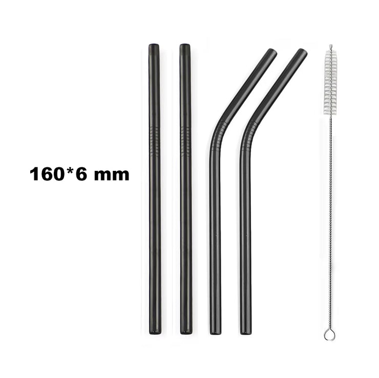 Metal Straw Set Reusable Straw 304 Stainless Steel Drinking Straw with Brush Color Eco-Friendly Pink Straw Party Bar Accessory