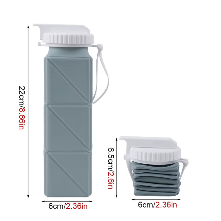 Collapsible Water Bottle with Leakproof Valve, Reusable Silicone Water Bottle for Travel, Gym, Camping, Sport