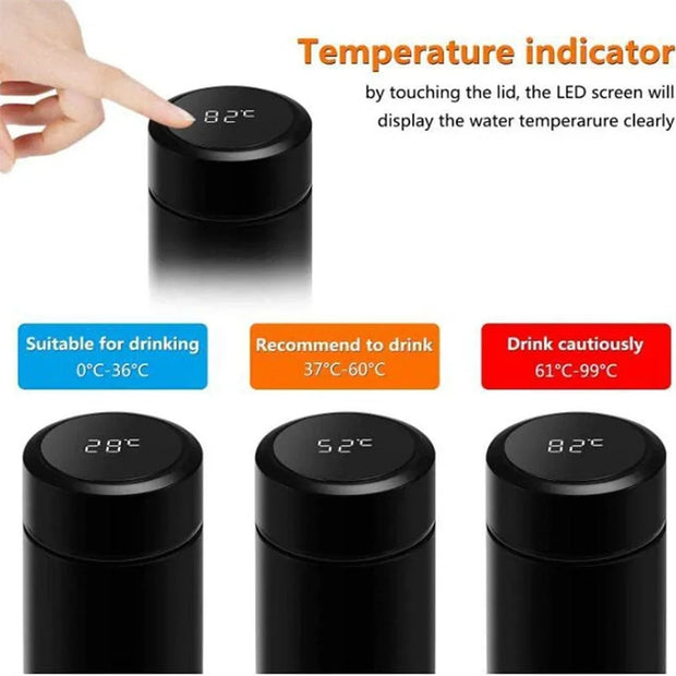 500Ml Thermos Bottle Smart Cup Digital with Temperature Display 304 Stainless Steel Thermos Bottle Long-Lasting Heat