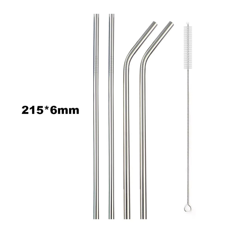 Metal Straw Set Reusable Straw 304 Stainless Steel Drinking Straw with Brush Color Eco-Friendly Pink Straw Party Bar Accessory