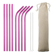 Metal Straw Set Reusable Straw 304 Stainless Steel Drinking Straw with Brush Color Eco-Friendly Pink Straw Party Bar Accessory